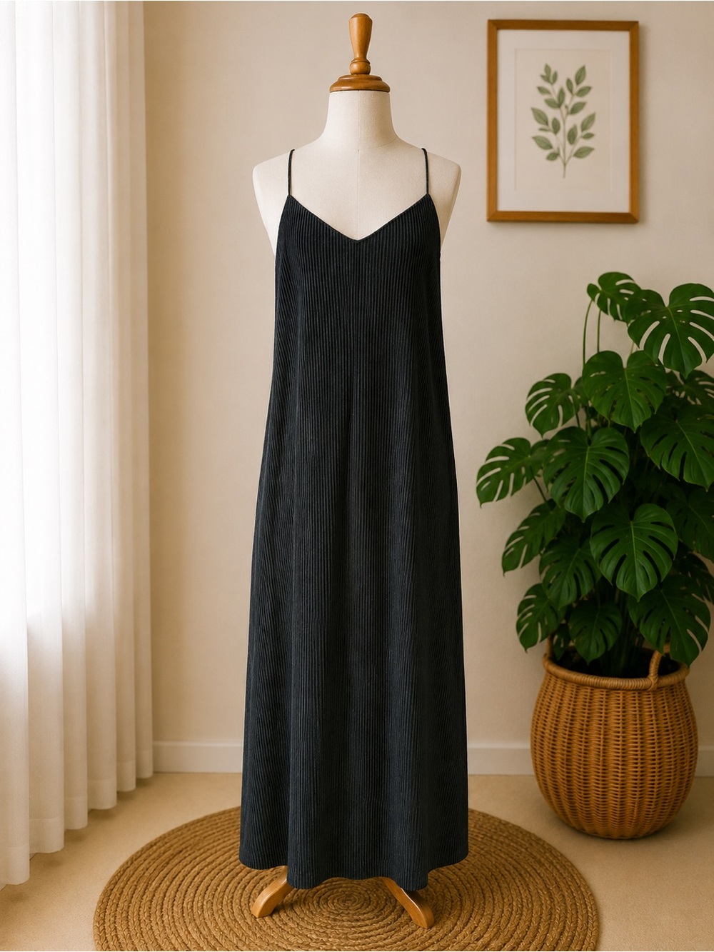 Crescent NWT Hunter Green Micro Pleated Midi Maxi Slip Dress